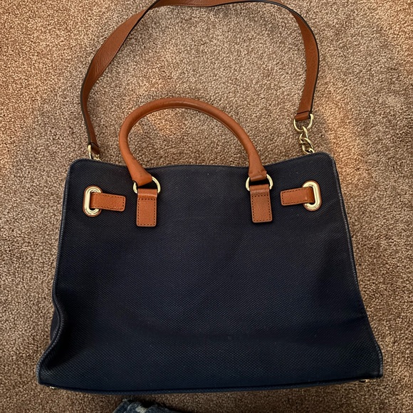 Michael Kors Dark Blue and Tan Satchel - Picture 2 of 4